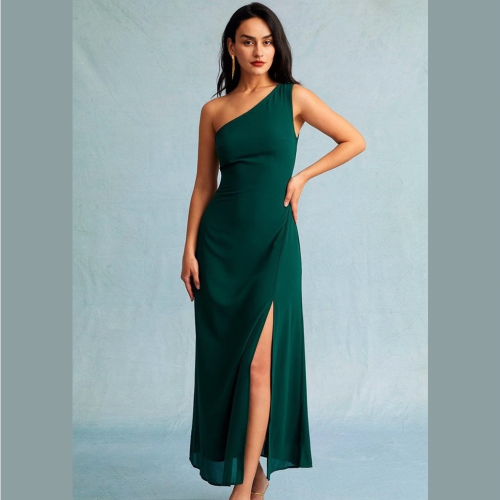 RIHOAS The Green One Shoulder Sleeveless Maxi